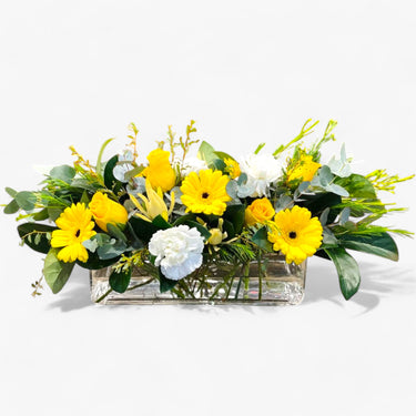Vibrant Yellow Roses & White